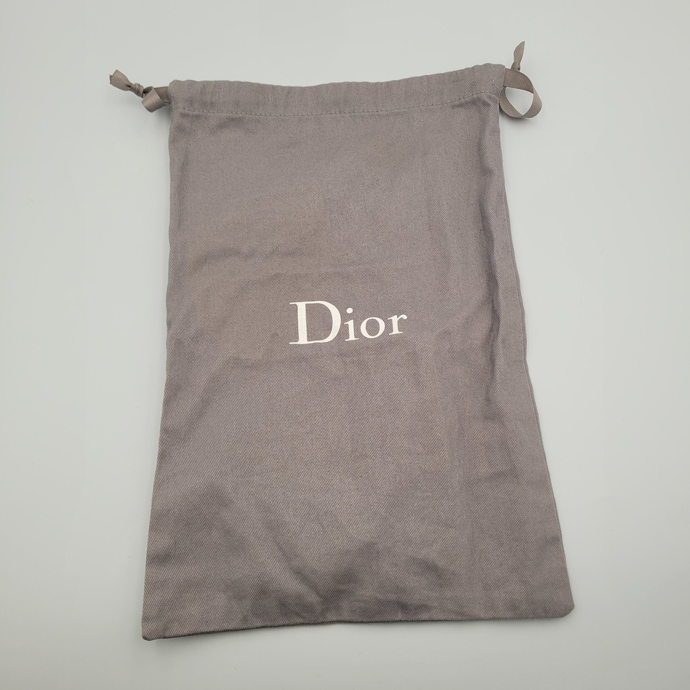 Dior Grey Twill Drawstring Dust Bag Small Medium Logo Storage Pouch Accessory
